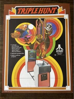 TRIPLE HUNT Atari Arcade FLYER Original 1977 Ad Promo Poster Not PCB Shooter